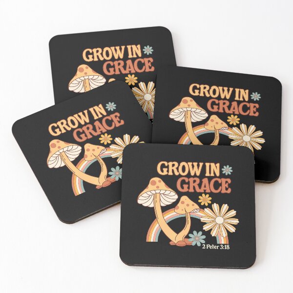 Item preview, Retro Grow In Grace Mushroom Flower Christian Bible Verse designed and sold by cordfried3h.