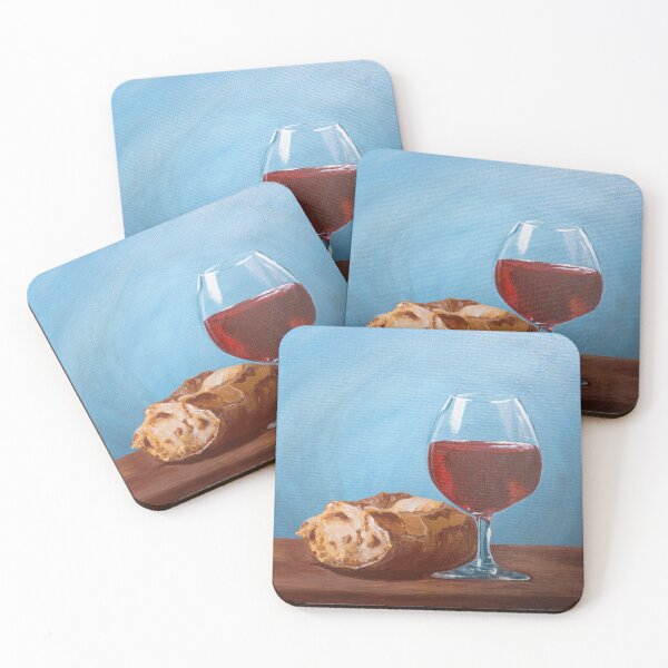 Item preview, Sacred Communion Still Life | Professional Fine Art JPG | Bread and Wine Acrylic Painting | High-Res Digital Print designed and sold by Ammi77.