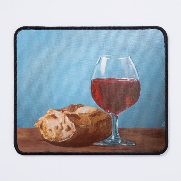 Item preview, Sacred Communion Still Life | Professional Fine Art JPG | Bread and Wine Acrylic Painting | High-Res Digital Print designed and sold by Ammi77.