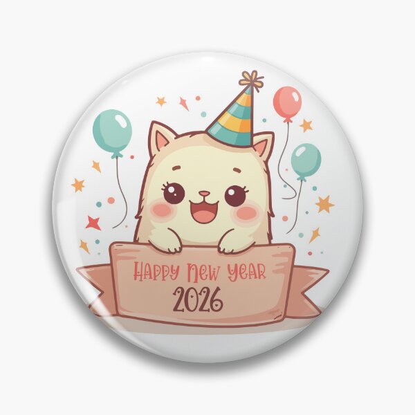 Item preview, Happy New Year 2026 Cute Cartoon Cat Party Hat Celebration Design designed and sold by Design-Pro-21.