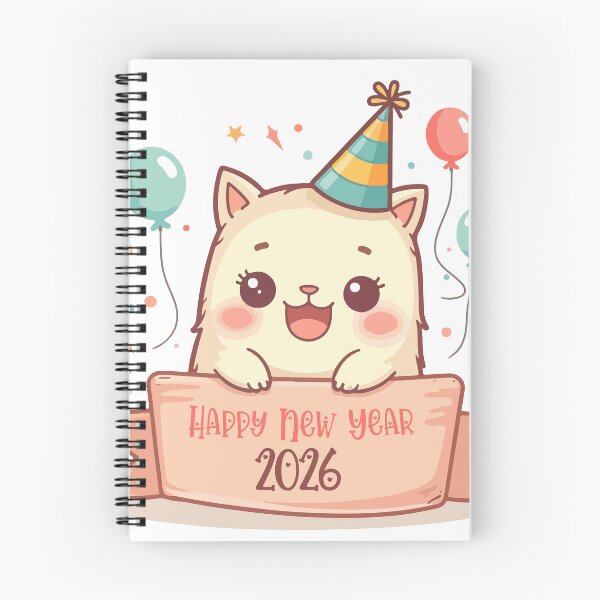Item preview, Happy New Year 2026 Cute Cartoon Cat Party Hat Celebration Design designed and sold by Design-Pro-21.