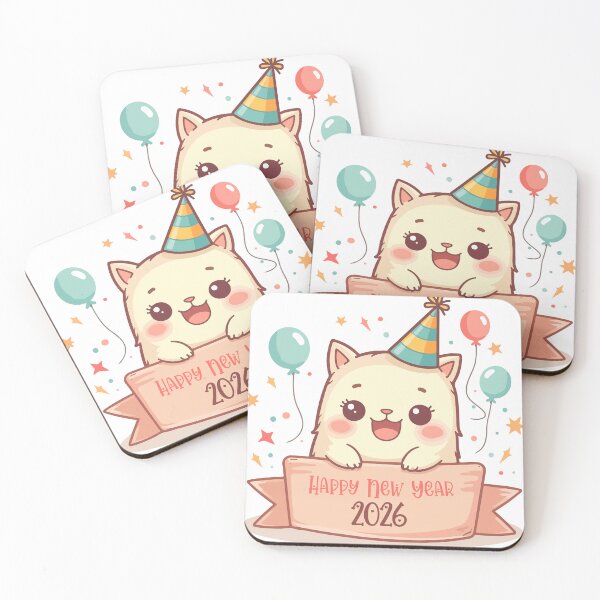 Item preview, Happy New Year 2026 Cute Cartoon Cat Party Hat Celebration Design designed and sold by Design-Pro-21.