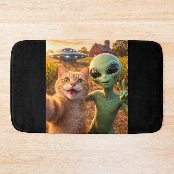 Item preview, Cat Selfie with Alien and UFO Funny designed and sold by BeautifulH.