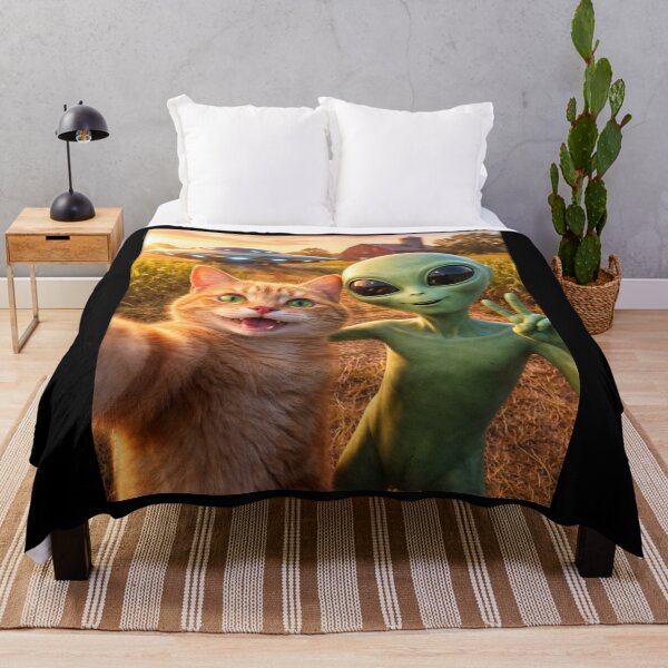 Item preview, Cat Selfie with Alien and UFO Funny designed and sold by BeautifulH.