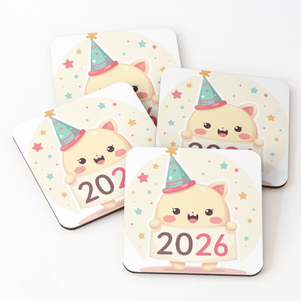 Item preview, Happy New Year 2026 Cute Cat Party Hat Stars Confetti Celebration Design designed and sold by Design-Pro-21.