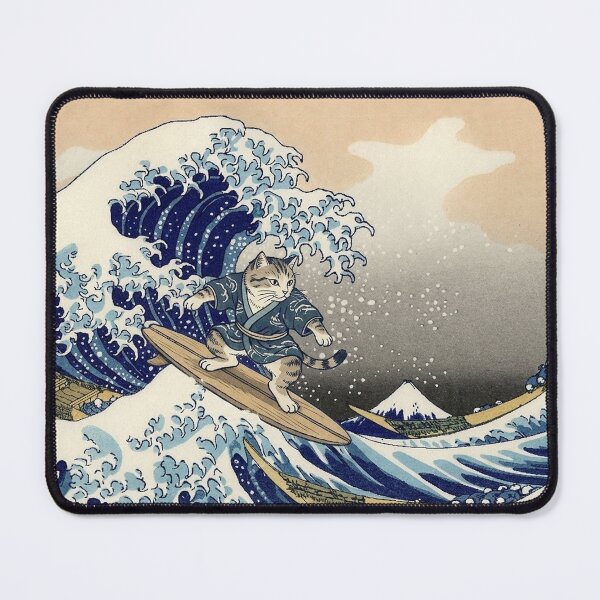 Item preview, Hokusai Great Wave Surfing Cat designed and sold by cossorée.