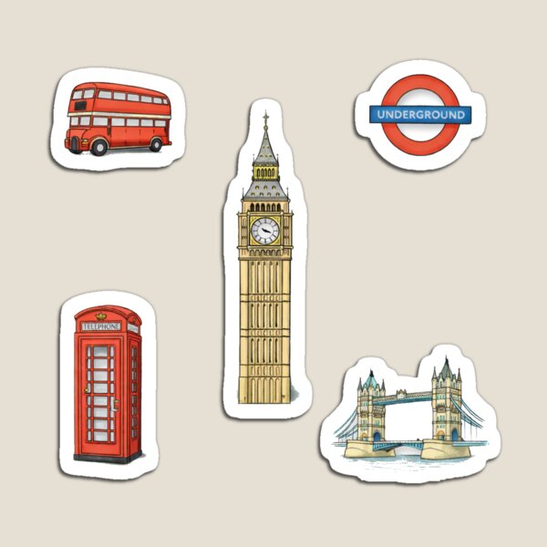 Aperçu de l'œuvre Ensemble d'autocollants Icônes de Londres créée et vendue par BashPIXIE.