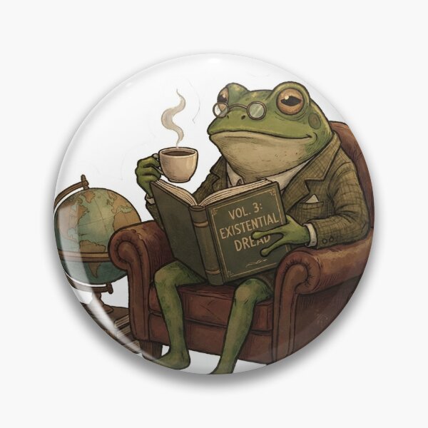 Item preview, The Erudite Amphibian: Dark Academia Cozy Frog Reading in Library designed and sold by StickyGuys.