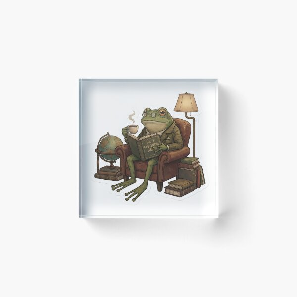 Item preview, The Erudite Amphibian: Dark Academia Cozy Frog Reading in Library designed and sold by StickyGuys.