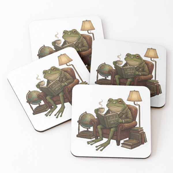 Item preview, The Erudite Amphibian: Dark Academia Cozy Frog Reading in Library designed and sold by StickyGuys.
