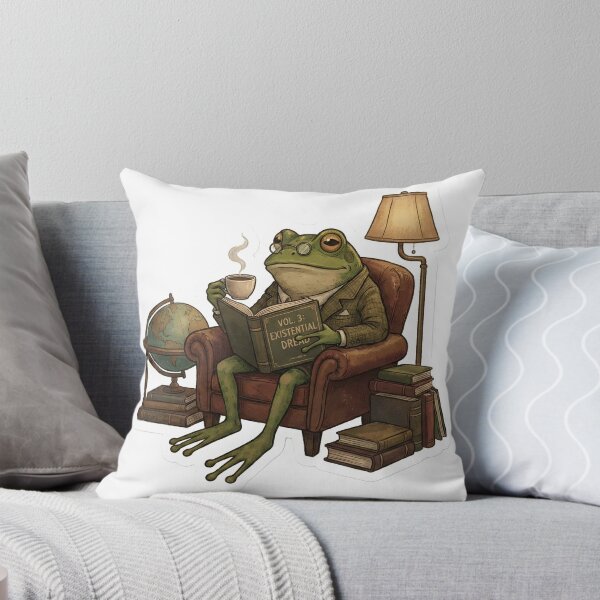 Item preview, The Erudite Amphibian: Dark Academia Cozy Frog Reading in Library designed and sold by StickyGuys.
