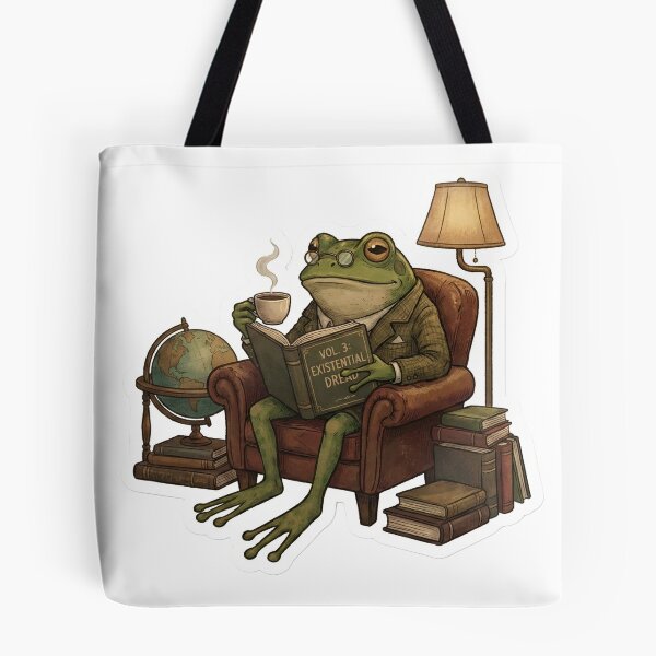 Item preview, The Erudite Amphibian: Dark Academia Cozy Frog Reading in Library designed and sold by StickyGuys.