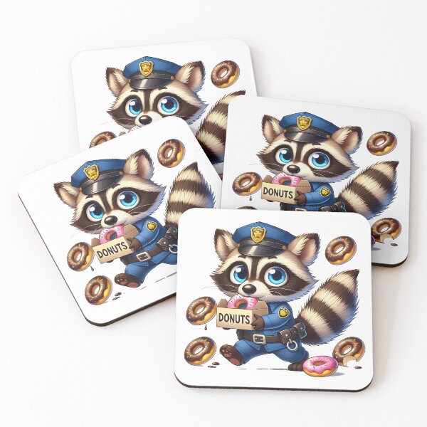 Item preview, Cute Raccoon Police Officer with Donuts designed and sold by LunaPixelStudio.