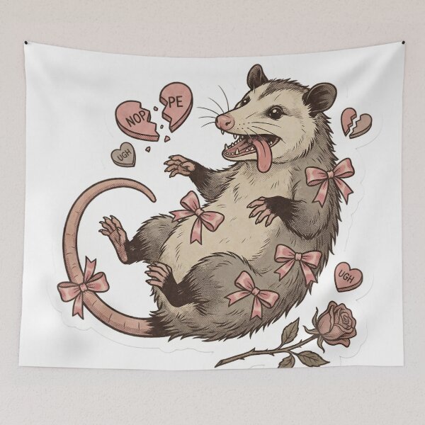 Item preview, Dramatic Coquette Opossum Playing Dead - Funny Anti-Valentine's Day Aesthetic designed and sold by StickyGuys.