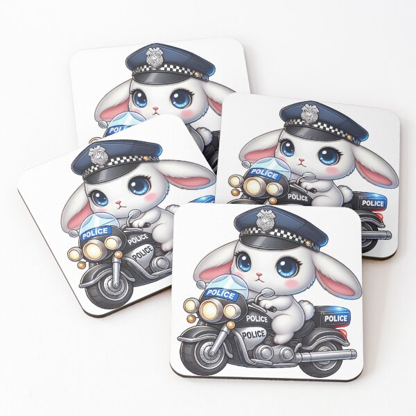 Item preview, Cute Bunny Police Officer on Motorcycle designed and sold by LunaPixelStudio.