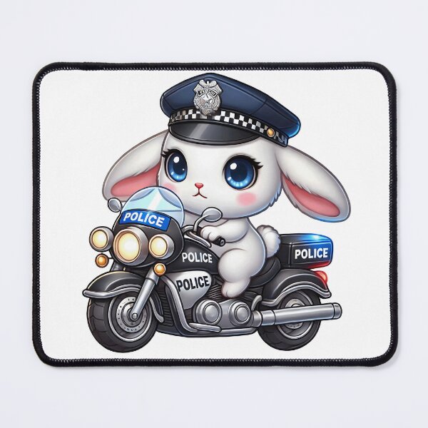 Item preview, Cute Bunny Police Officer on Motorcycle designed and sold by LunaPixelStudio.