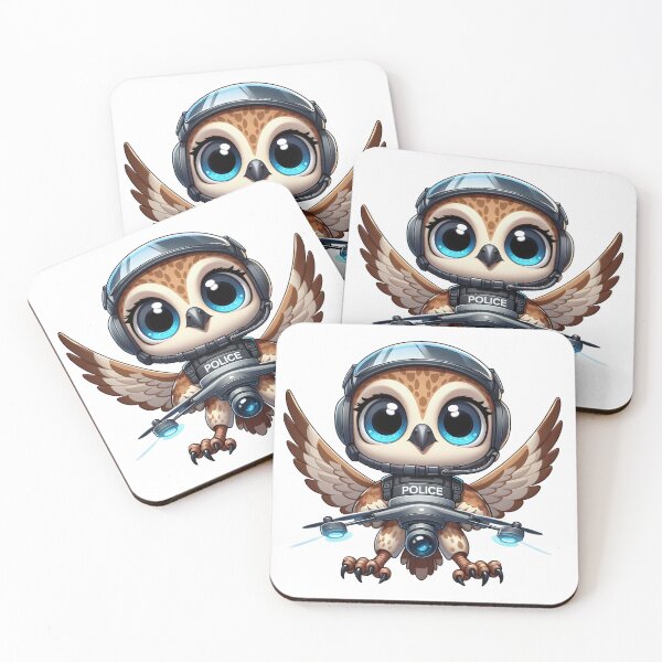 Item preview, Cute Police Owl with Drone Technology designed and sold by LunaPixelStudio.