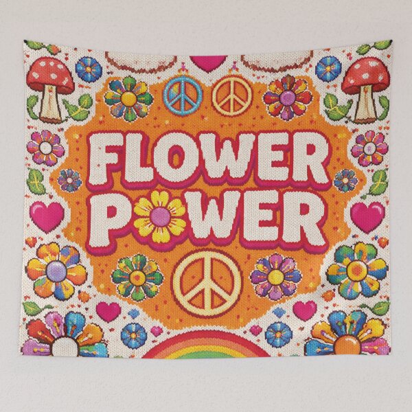 Item preview, Flower power, hippie knitted picture designed and sold by Mauswohn.