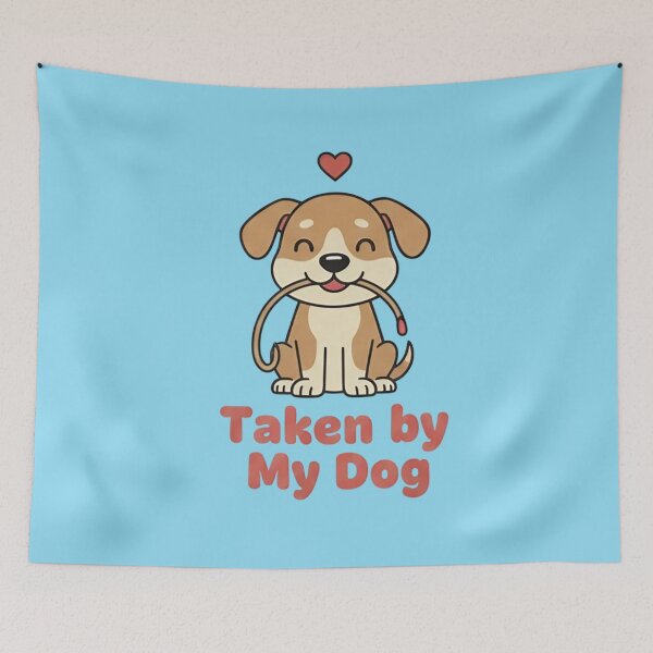 Item preview, Taken By My Dog Valentine Shirt – Cute Cartoon Dog with Leash, Funny Pet Love T-Shirt, Pastel Puppy Design for Dog Lovers designed and sold by ZyxDes.