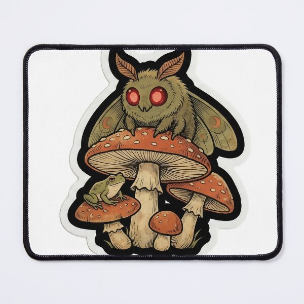 Item preview, Vintage Cryptid Field Guide Mothman and Mushroom Goblincore Spring Nature Illustration designed and sold by StickyGuys.
