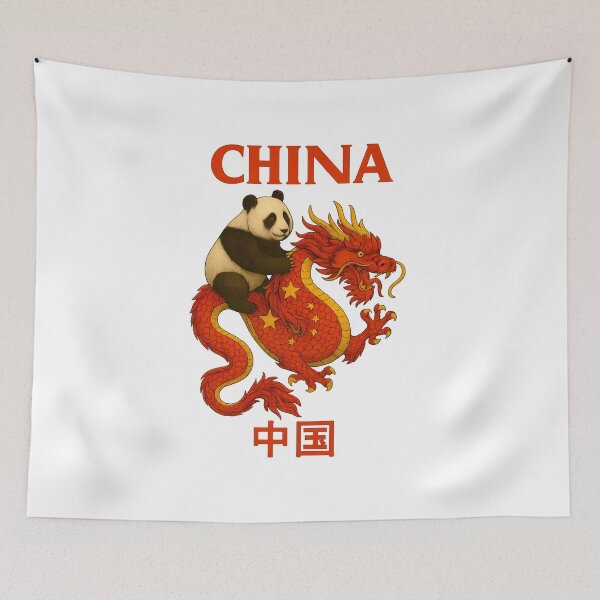 Item preview, Panda Riding Dragon Chinese Mythology Patriotic Art Design designed and sold by TerraFabs.