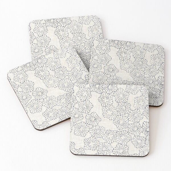 Item preview, Vintage Floral Sashiko Stitch Pattern - Blue & Cream designed and sold by LoveAlways-AEP.