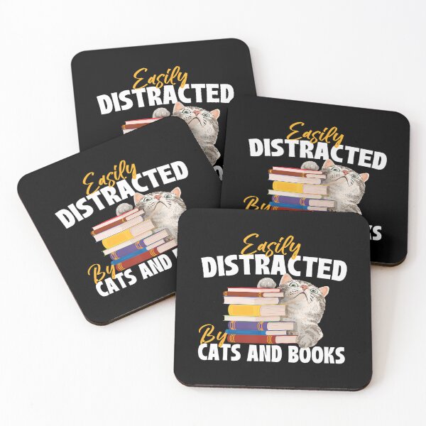Item preview, Easily Distracted By Cats And Books - Bookworm Pet Lover designed and sold by oglesum.