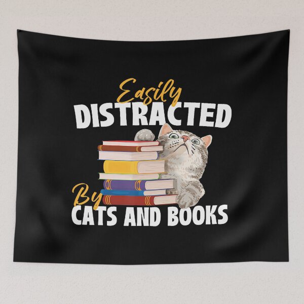 Item preview, Easily Distracted By Cats And Books - Bookworm Pet Lover designed and sold by oglesum.