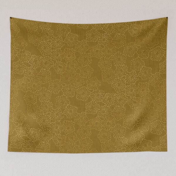 Item preview, Vintage Floral Sashiko Stitch Pattern - Boho Gold designed and sold by LoveAlways-AEP.