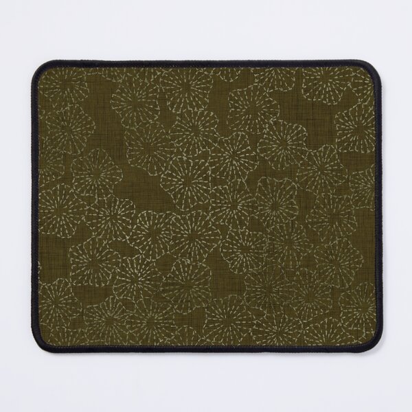 Item preview, Vintage Floral Sashiko Stitch Pattern - Olive Green designed and sold by LoveAlways-AEP.