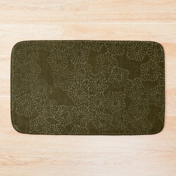 Item preview, Vintage Floral Sashiko Stitch Pattern - Olive Green designed and sold by LoveAlways-AEP.