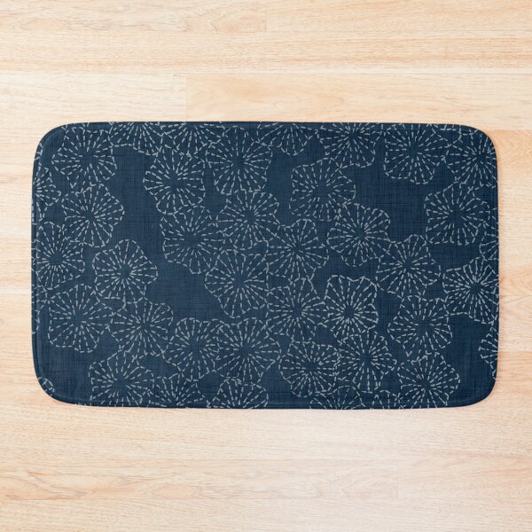Item preview, Vintage Floral Sashiko Stitch Pattern - Denim Blue designed and sold by LoveAlways-AEP.