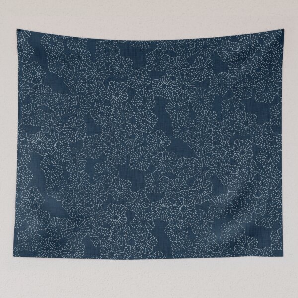 Item preview, Vintage Floral Sashiko Stitch Pattern - Denim Blue designed and sold by LoveAlways-AEP.