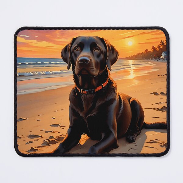 Item preview, Black Labrador at Sunset – Coastal Serenity designed and sold by VektorVibe.