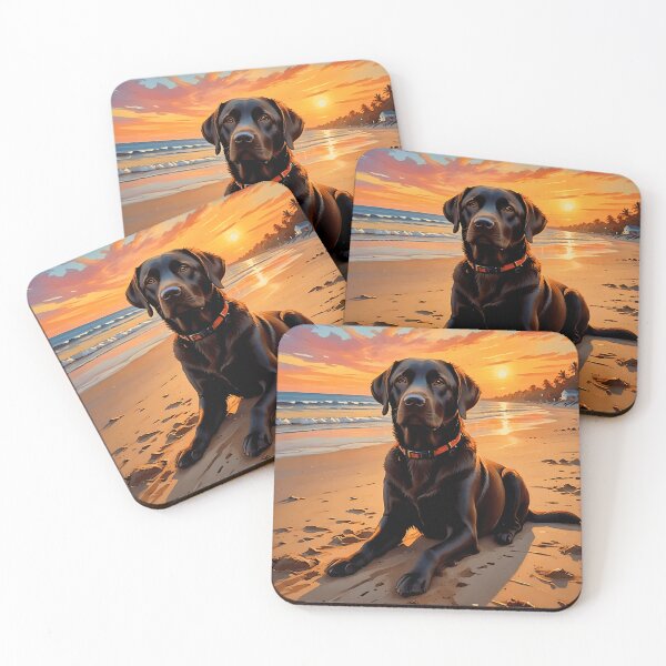 Item preview, Black Labrador at Sunset – Coastal Serenity designed and sold by VektorVibe.