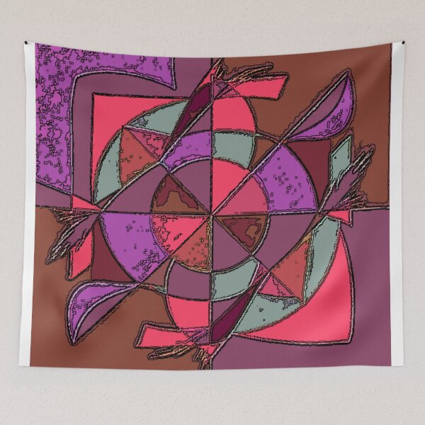 Item preview, astral collision dark poster draw colorful geometric abstract design designed and sold by SmashingDeals.
