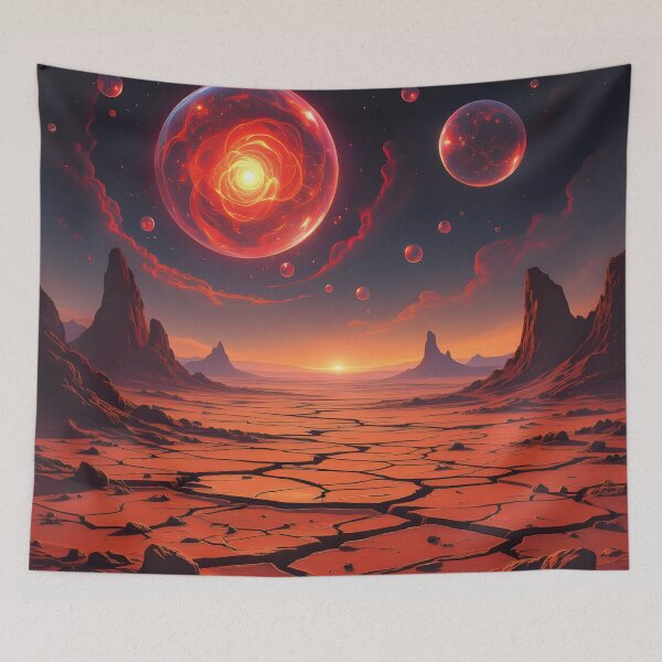 Item preview, Arid Alien Landscape with a Sky of Red Bubbles designed and sold by Marcu Ioachim.
