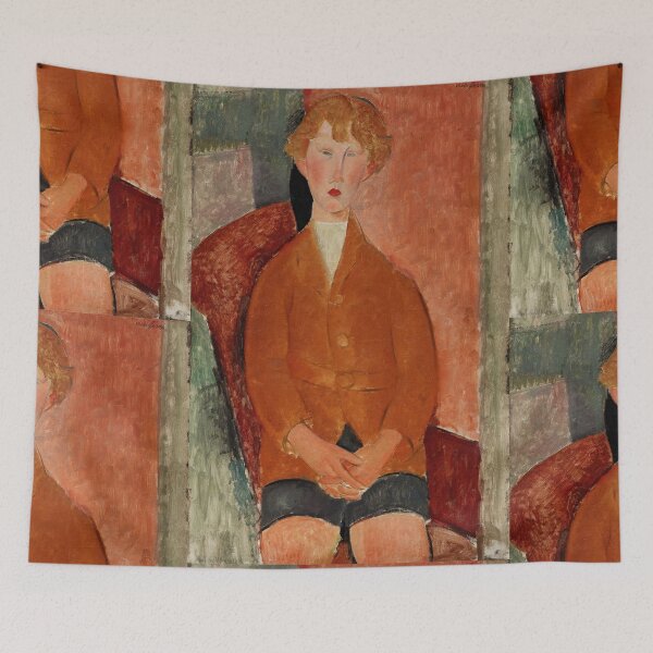 Item preview, Boy in Short Pants by Amedeo Modigliani: Modernist Portrait Fine Art Print designed and sold by artofuniverse.