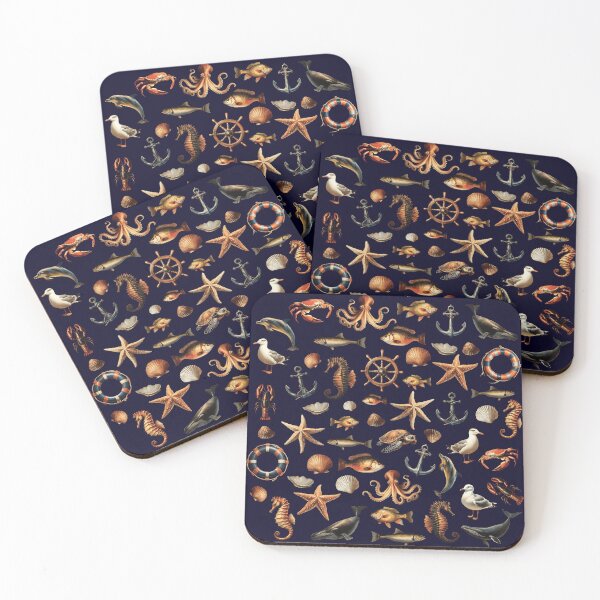 Item preview, Vintage Sea Motif Pattern designed and sold by UnhingedBird.