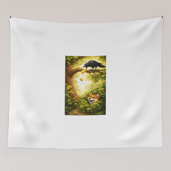 Item preview, Un cuervo y un zorro compartiendo comida. designed and sold by Malik-Designs.