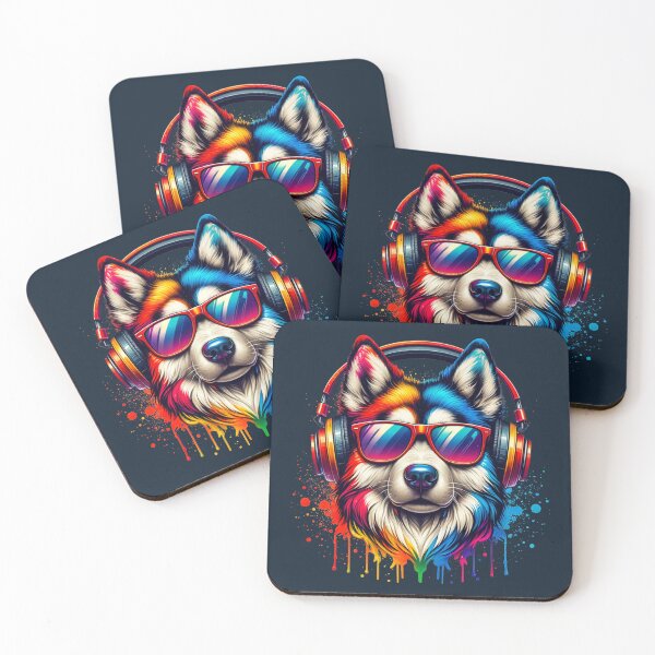 Item preview, Colorful DJ Wolf Illustration – Neon Music Animal Art designed and sold by TshirtMyMom.