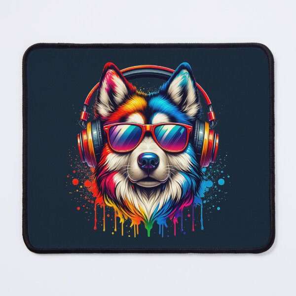 Item preview, Colorful DJ Wolf Illustration – Neon Music Animal Art designed and sold by TshirtMyMom.