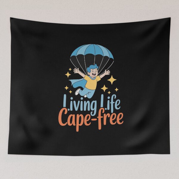 Item preview, Living Life Cape-Free Skydiving Hero Graphic Print designed and sold by FluoroWave.