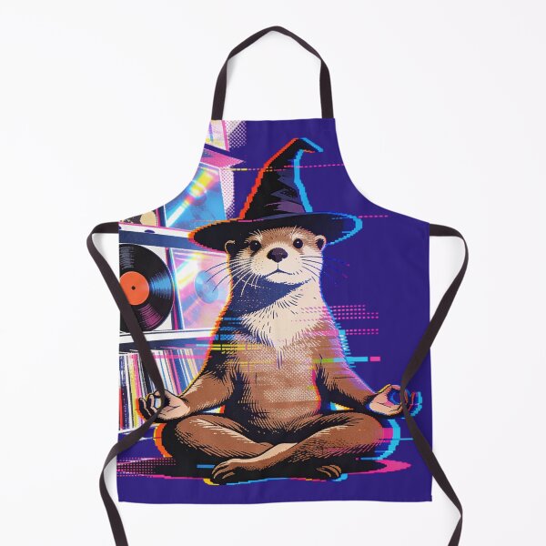 Item preview, Glitch Zen Otter Wizard | Retro Vaporwave Meditation Vinyl Record Art designed and sold by Cherrydora.