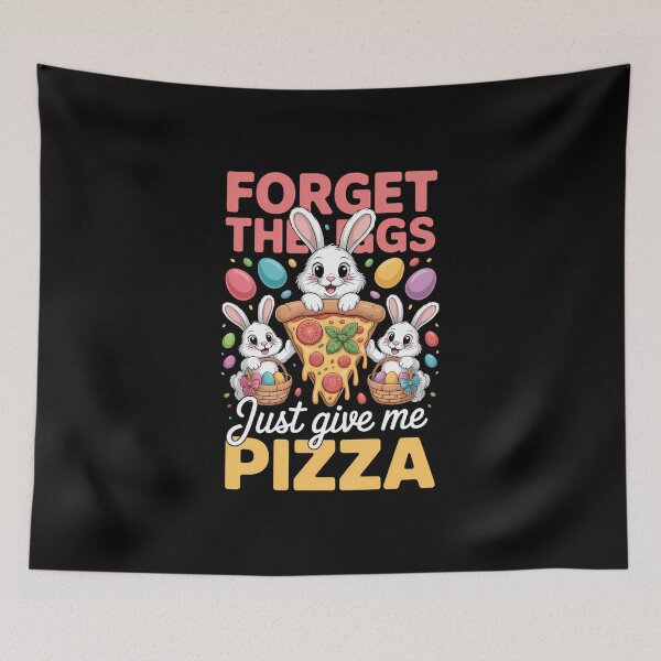 Item preview, Forget Eggs Just Give Me Pizza Easter Bunny Eating Pizza designed and sold by IdunayaStore.