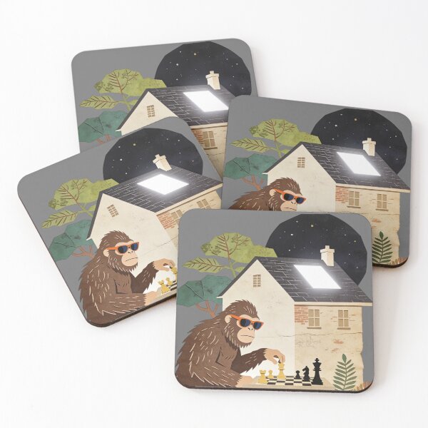 Item preview, Bigfoot Plays Chess | Vintage Sasquatch Strategy Art | Retro Cryptid Player designed and sold by Cherrydora.