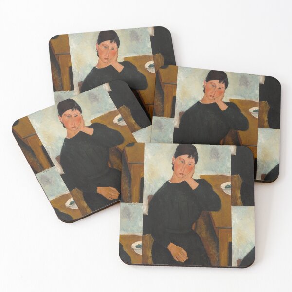 Item preview, Elvira Resting at a Table by Amedeo Modigliani: Modern École de Paris Portrait designed and sold by artofuniverse.