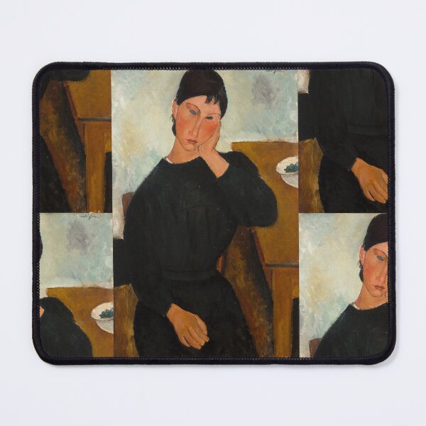 Item preview, Elvira Resting at a Table by Amedeo Modigliani: Modern École de Paris Portrait designed and sold by artofuniverse.