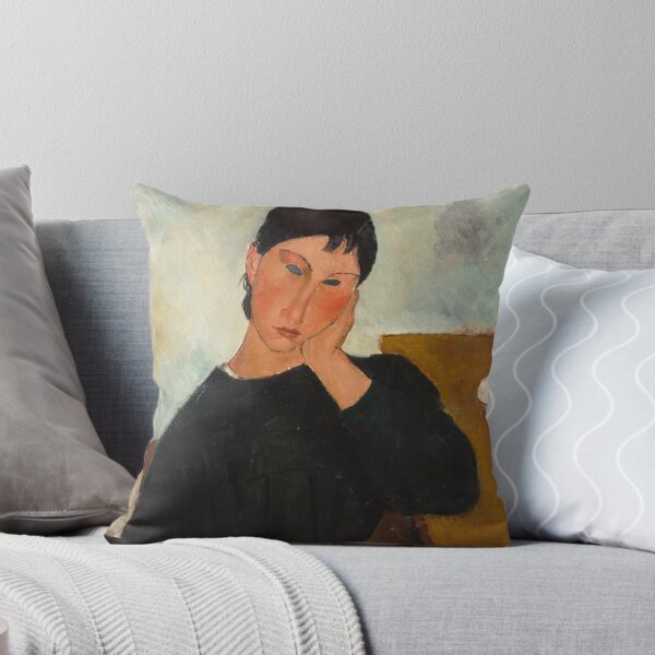 Item preview, Elvira Resting at a Table by Amedeo Modigliani: Modern École de Paris Portrait designed and sold by artofuniverse.
