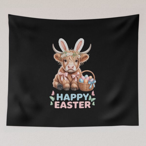 Item preview, Happy Easter Day Highland Cow Cute Easter Bunny designed and sold by IdunayaStore.